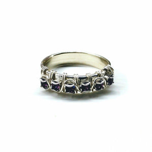 Alexa Martha Designs Ring 6 Alexa Martha Designs Sterling Silver Hammered Amethyst Rhinestone Bling Ring