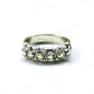 Alexa Martha Designs Ring 6 Alexa Martha Designs Sterling Silver Hammered Crystal AB Rhinestone Bling Ring