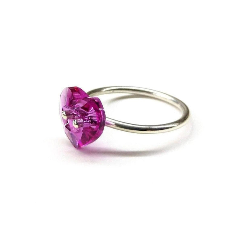 Alexa Martha Designs Ring Alexa Martha Designs Hot Pink Sterling Silver Swarovski Crystal Heart Bling Ring