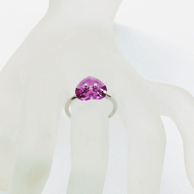 Alexa Martha Designs Ring Alexa Martha Designs Hot Pink Sterling Silver Swarovski Crystal Heart Bling Ring