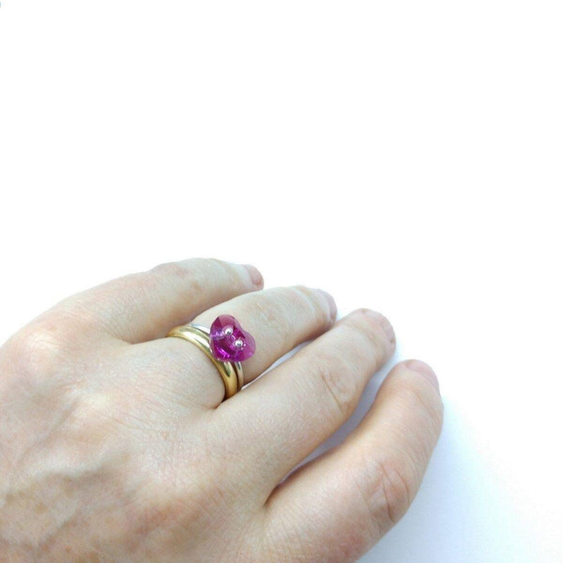 Alexa Martha Designs Ring Alexa Martha Designs Hot Pink Sterling Silver Swarovski Crystal Heart Bling Ring