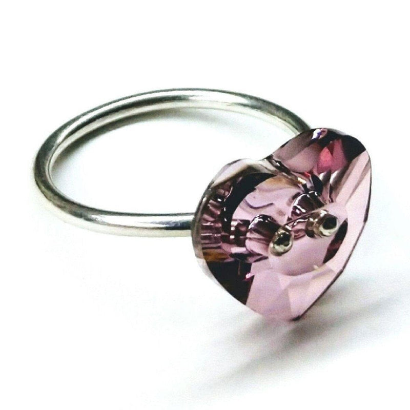 Alexa Martha Designs Ring Alexa Martha Designs Light Purple Heart Swarovski Crystal Shank Button Bling Ring