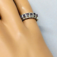 Alexa Martha Designs Ring Alexa Martha Designs Sterling Silver Hammered Amethyst Rhinestone Bling Ring