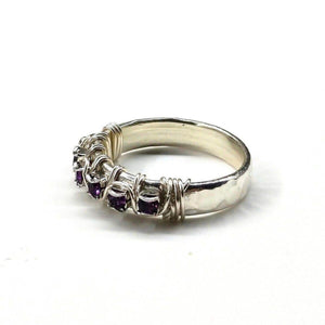 Alexa Martha Designs Ring Alexa Martha Designs Sterling Silver Hammered Amethyst Rhinestone Bling Ring