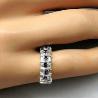 Alexa Martha Designs Ring Alexa Martha Designs Sterling Silver Hammered Amethyst Rhinestone Bling Ring