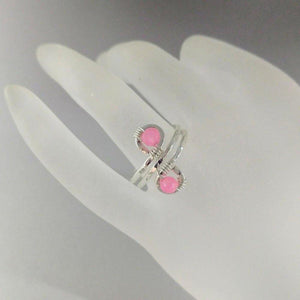 Alexa Martha Designs Ring Alexa Martha Designs Wire wrapped Sterling Silver Pink Jade Adjustable Finger Toe Ring