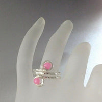 Alexa Martha Designs Ring Alexa Martha Designs Wire wrapped Sterling Silver Pink Jade Adjustable Finger Toe Ring