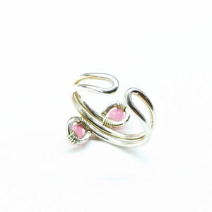 Alexa Martha Designs Ring Alexa Martha Designs Wire wrapped Sterling Silver Pink Jade Adjustable Finger Toe Ring