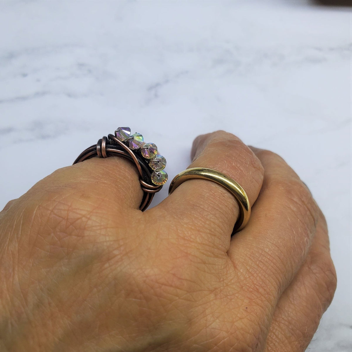 Alexa Martha Designs Ring Copper Multi Wire Wrapped Super Sparkly Bling Ring