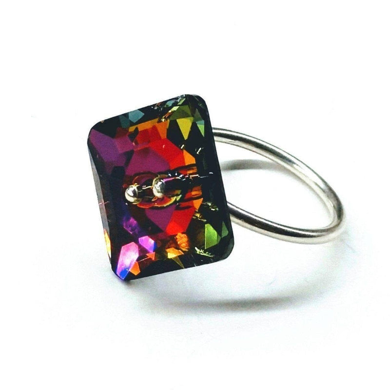 Alexa Martha Designs Ring Default Title / Color Alexa Martha Designs As Seen On TITUSS BURGESS Silver Volcano Crystal Button Ring