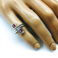 Alexa Martha Designs Ring Default Title / Red/Pink Alexa Martha Designs Sterling Silver Red Pink Crystal Adjustable Wire Wrap Finger Toe Ring