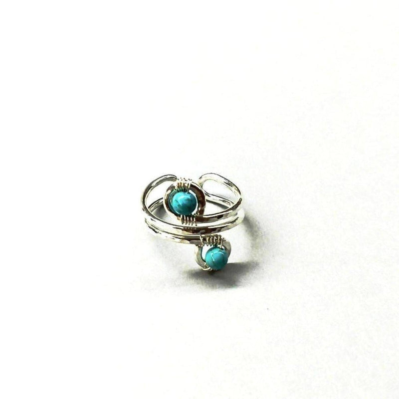 Alexa Martha Designs Ring Default Title / Silver/Turquoise Alexa Martha Designs Sterling Silver Turquoise Adjustable Wire Wrap Finger Toe Ring