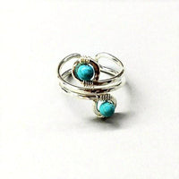 Alexa Martha Designs Ring Default Title / Silver/Turquoise Alexa Martha Designs Sterling Silver Turquoise Adjustable Wire Wrap Finger Toe Ring