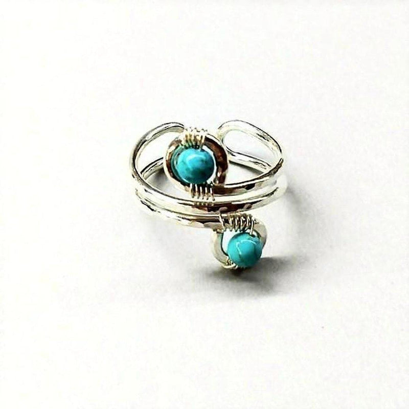 Alexa Martha Designs Ring Default Title / Silver/Turquoise Alexa Martha Designs Sterling Silver Turquoise Adjustable Wire Wrap Finger Toe Ring