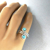 Alexa Martha Designs Ring Default Title / Silver/Turquoise Alexa Martha Designs Sterling Silver Turquoise Adjustable Wire Wrap Finger Toe Ring