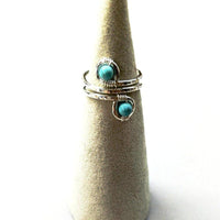 Alexa Martha Designs Ring Default Title / Silver/Turquoise Alexa Martha Designs Sterling Silver Turquoise Adjustable Wire Wrap Finger Toe Ring