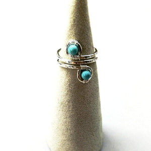 Alexa Martha Designs Ring Default Title / Silver/Turquoise Alexa Martha Designs Sterling Silver Turquoise Adjustable Wire Wrap Finger Toe Ring