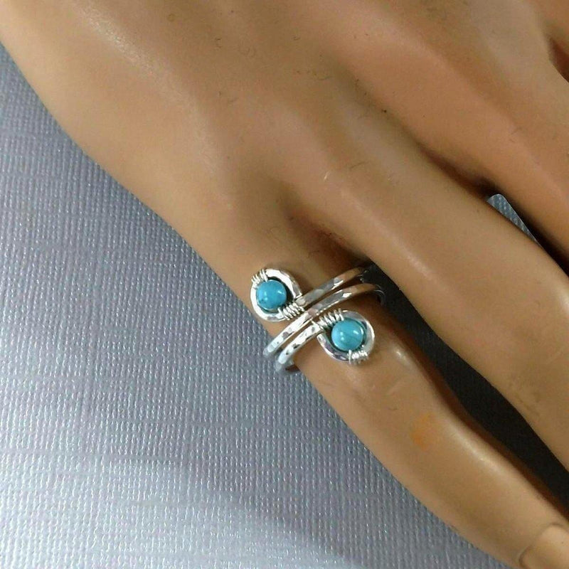 Alexa Martha Designs Ring Default Title / Silver/Turquoise Alexa Martha Designs Sterling Silver Turquoise Adjustable Wire Wrap Finger Toe Ring