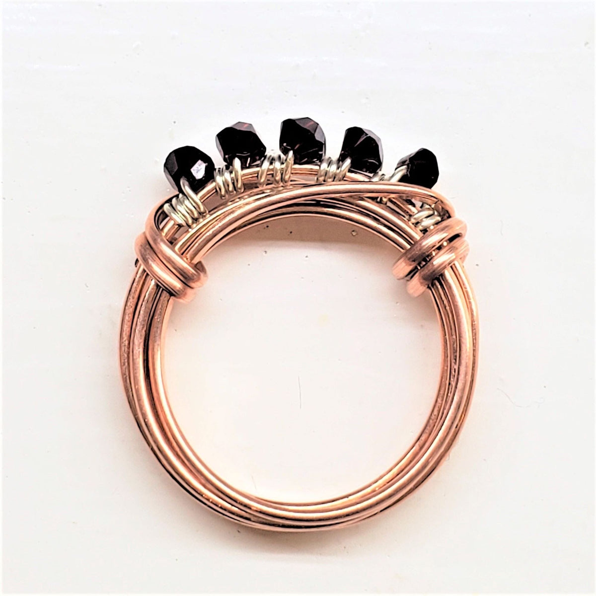 Alexa Martha Designs Ring Garnet - January / 7 Wire Wrapped Copper Crystal Birthstone Bling Ring