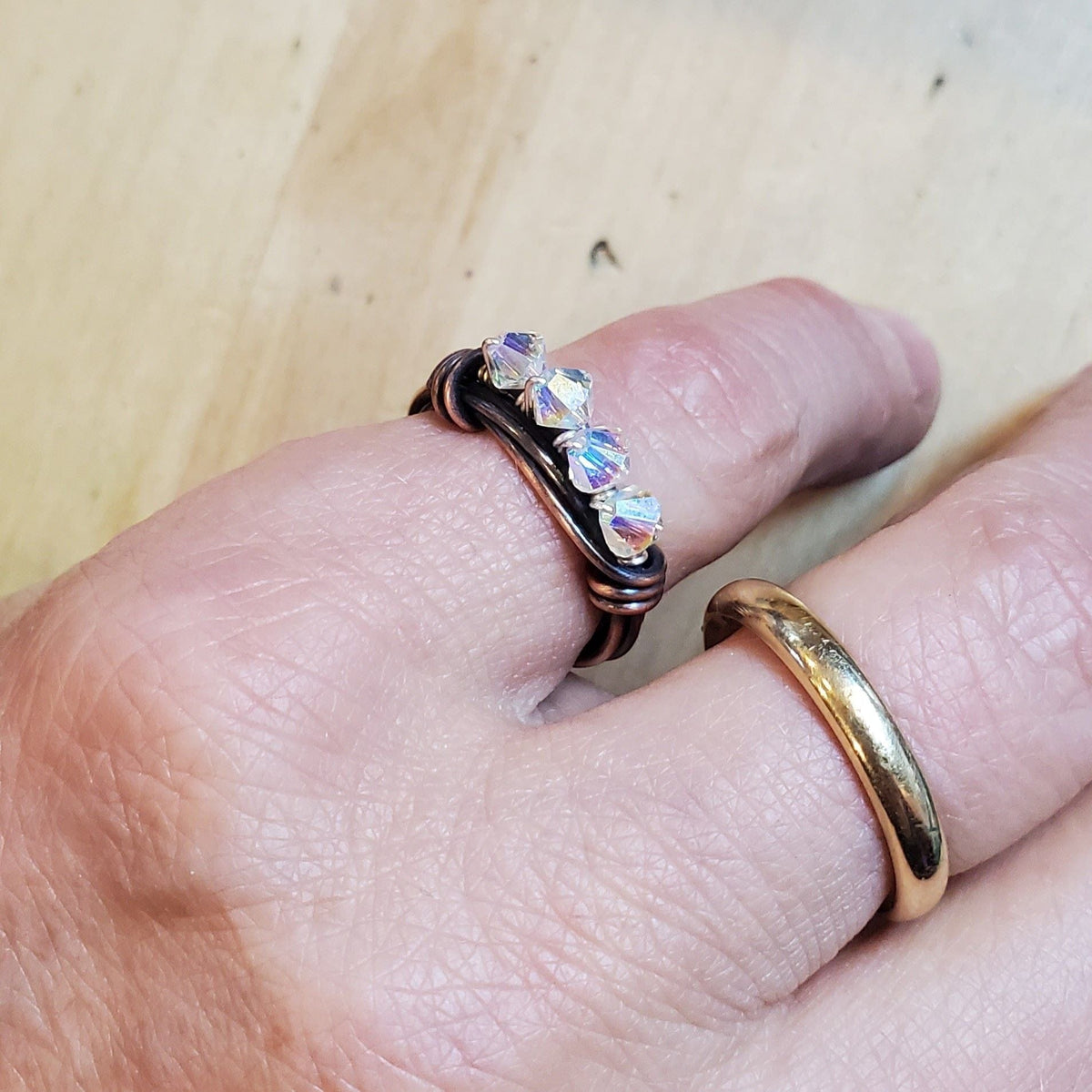 Alexa Martha Designs Ring Size 6 / Copper and Sterling Silver Copper Multi Wire Wrapped Super Sparkly Bling Ring