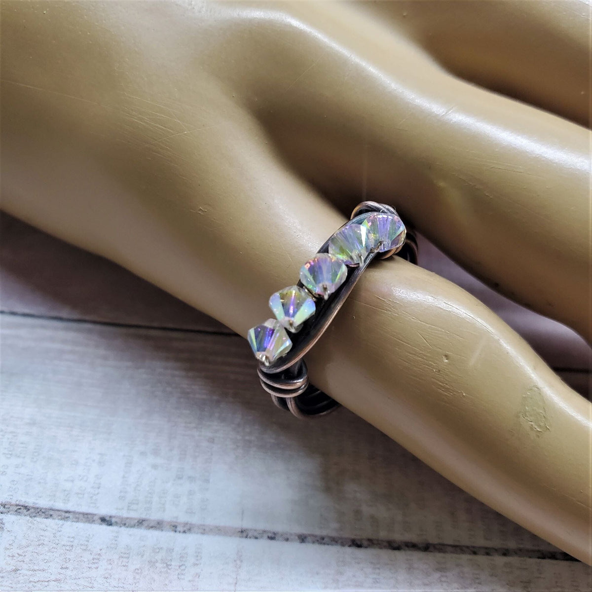Alexa Martha Designs Ring Size 7 / Copper and Sterling Silver Copper Multi Wire Wrapped Super Sparkly Bling Ring