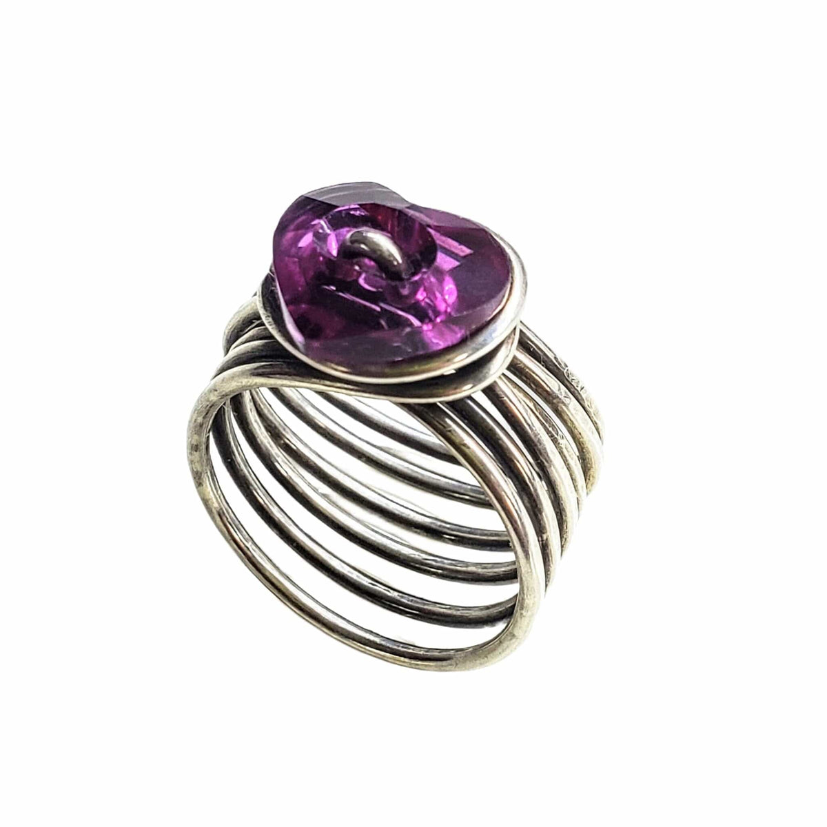 Alexa Martha Designs Ring Size 7 Wire Wrapped Pink Crystal Heart Glam Ring by Alexa
