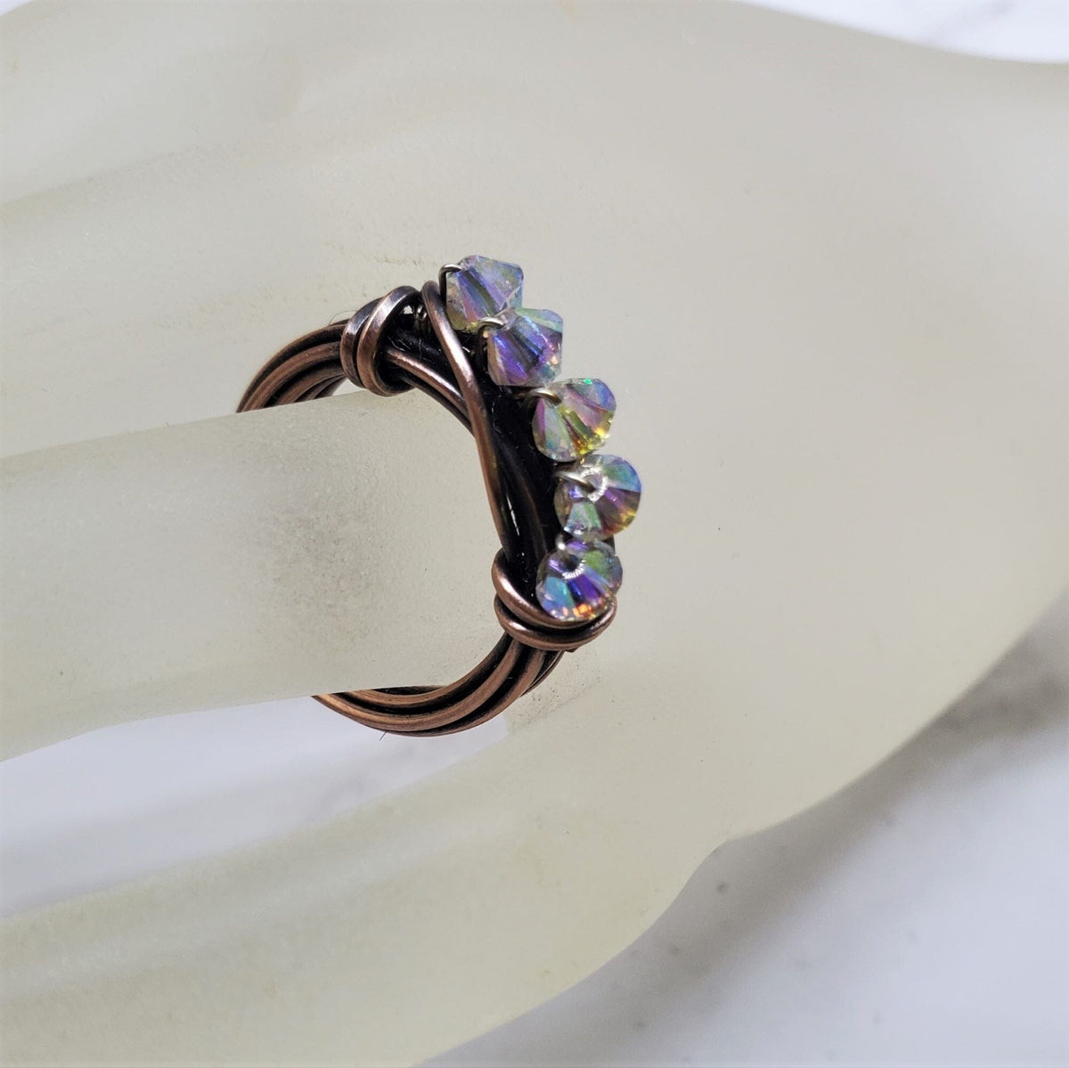 Alexa Martha Designs Ring Size 8 / Copper and Sterling Silver Copper Multi Wire Wrapped Super Sparkly Bling Ring