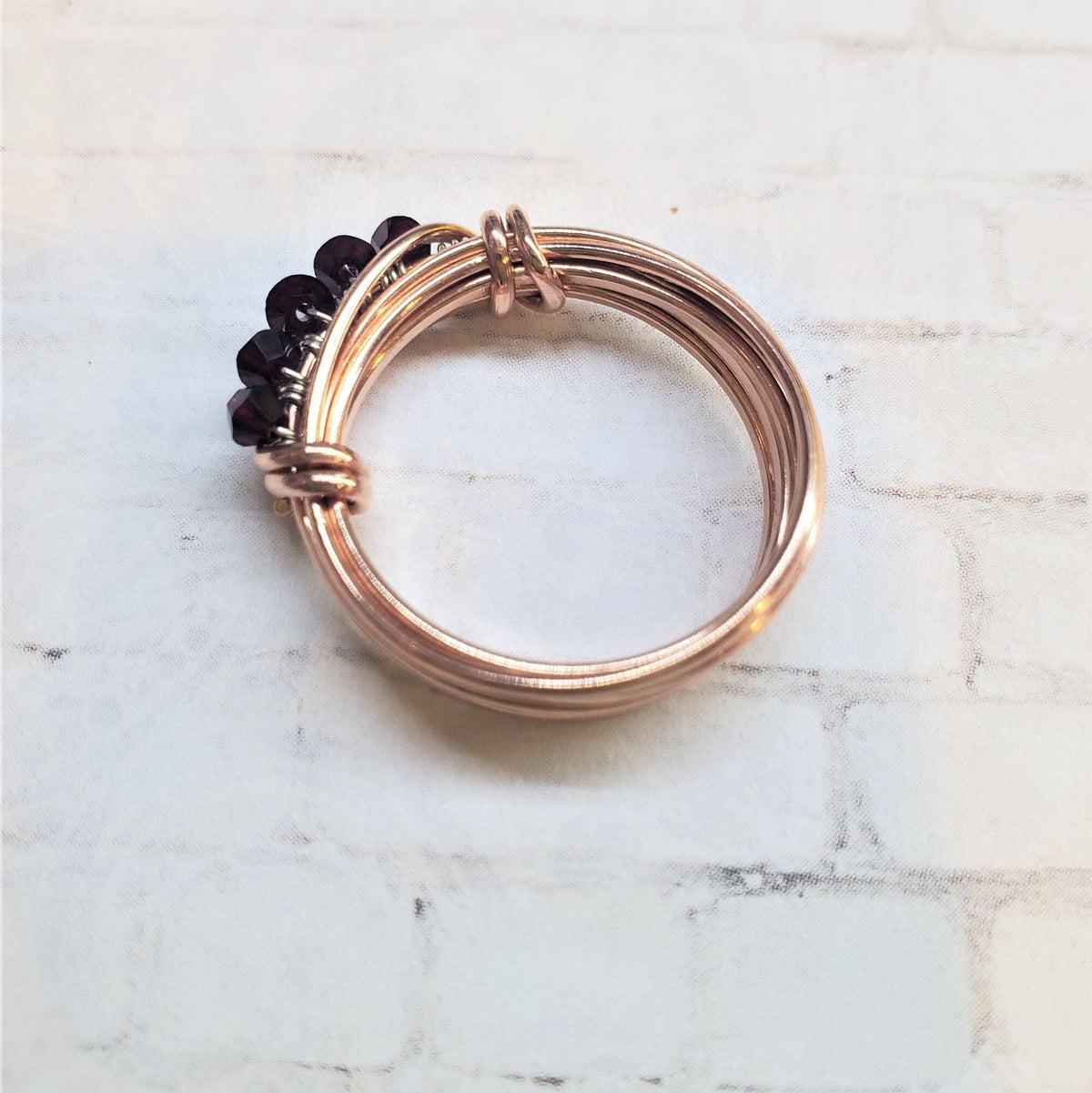 Alexa Martha Designs Ring Wire Wrapped Copper Crystal Birthstone Bling Ring