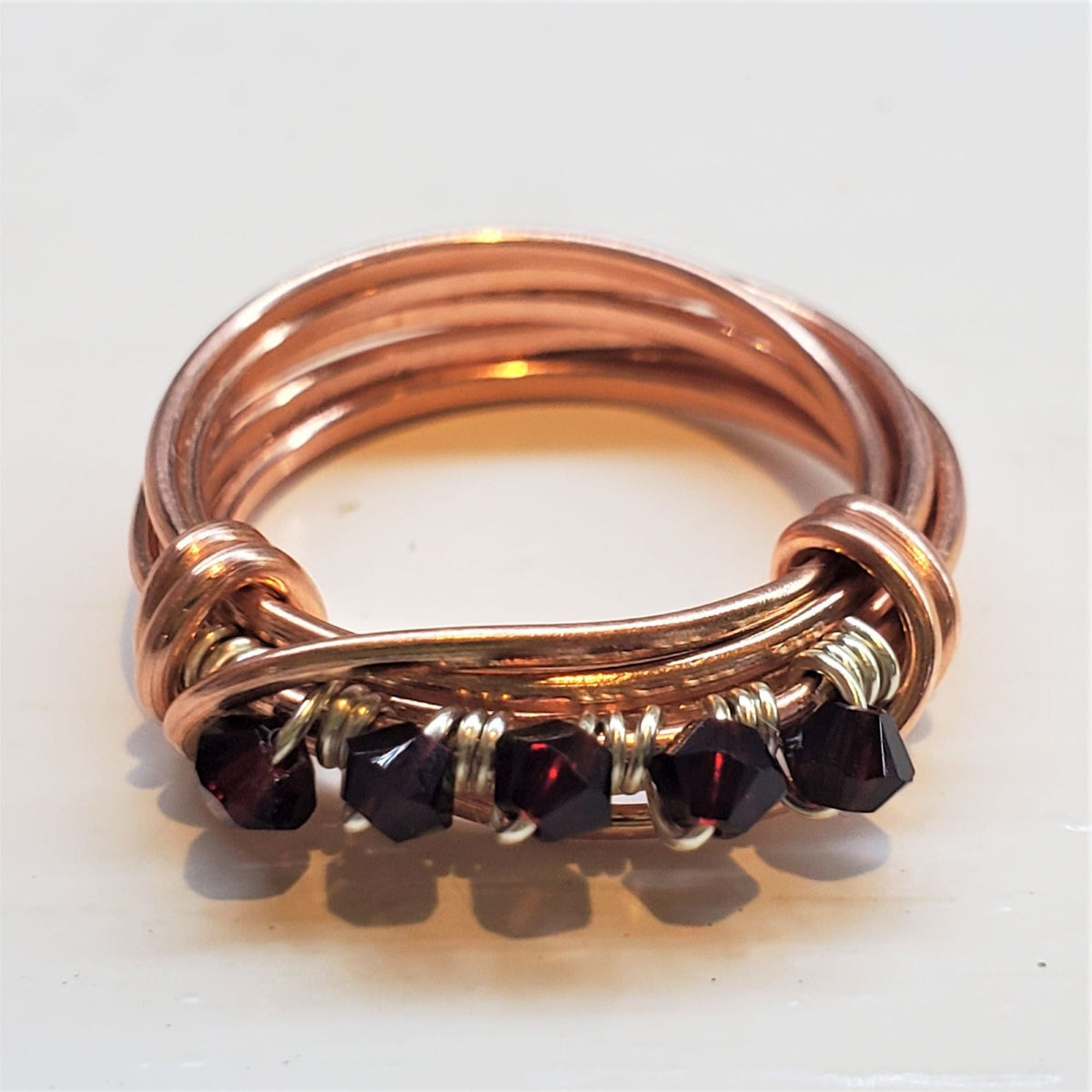 Alexa Martha Designs Ring Wire Wrapped Copper Crystal Birthstone Bling Ring