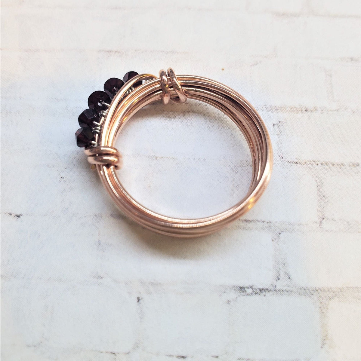 Alexa Martha Designs Ring Wire Wrapped Copper Crystal Birthstone Bling Ring