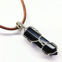 Alexa Martha Designs Women's Pendant 20 inches / Black  Jade Alexa Martha Designs Silver Wire Wrapped Encased Gemstone Crystal Point Pendant