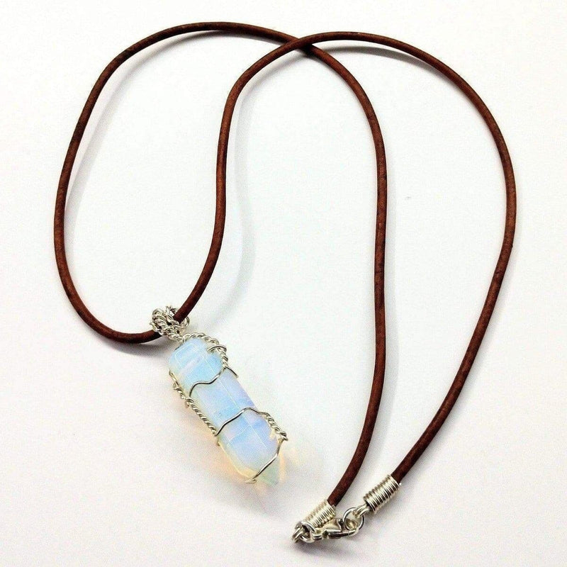 Alexa Martha Designs Women's Pendant 20 inches / Blue  Opalite Alexa Martha Designs Silver Wire Wrapped Encased Gemstone Crystal Point Pendant