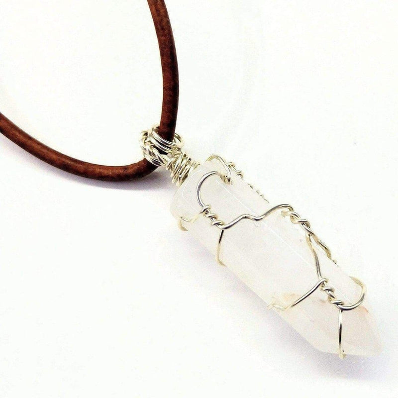 Alexa Martha Designs Women's Pendant 20 inches / White  Quartz Alexa Martha Designs Silver Wire Wrapped Encased Gemstone Crystal Point Pendant