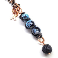 Alexa Martha Designs Women's Pendant Alexa Martha Designs Child Abuse Prevention Awareness Gemstone Pendant With Lava Rock Bead Charm