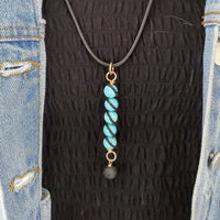 Alexa Martha Designs Women's Pendant Alexa Martha Designs Copper Spiral Turquoise Wand Pendant With Essential Oil Lava Rock Bead Charm