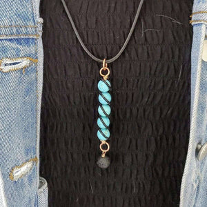 Alexa Martha Designs Women's Pendant Alexa Martha Designs Copper Spiral Turquoise Wand Pendant With Essential Oil Lava Rock Bead Charm