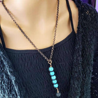 Alexa Martha Designs Women's Pendant Alexa Martha Designs Copper Spiral Turquoise Wand Pendant With Essential Oil Lava Rock Bead Charm