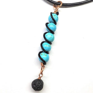 Alexa Martha Designs Women's Pendant Alexa Martha Designs Copper Spiral Turquoise Wand Pendant With Essential Oil Lava Rock Bead Charm