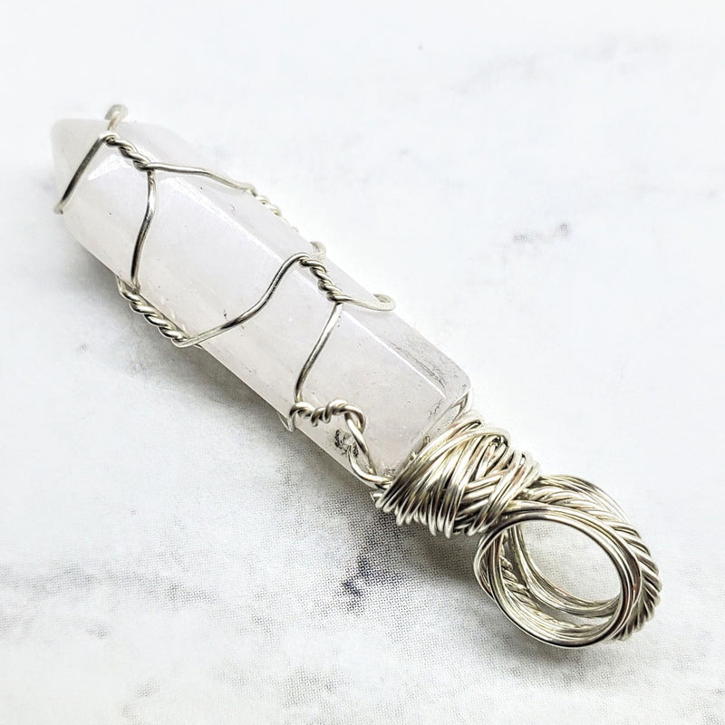 Alexa Martha Designs Women's Pendant Alexa Martha Designs Sterling Silver Messy Wire Wrap Gemstone Pointed Crystal Pendant