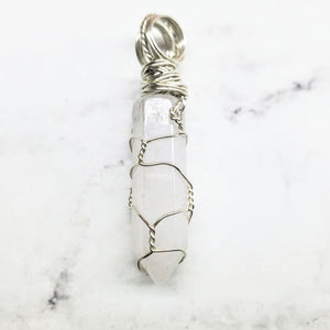 Alexa Martha Designs Women's Pendant Alexa Martha Designs Sterling Silver Messy Wire Wrap Gemstone Pointed Crystal Pendant