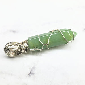 Alexa Martha Designs Women's Pendant Alexa Martha Designs Sterling Silver Messy Wire Wrap Gemstone Pointed Crystal Pendant