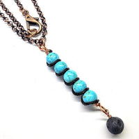 Alexa Martha Designs Women's Pendant Copper Rollo Chain 24 inches Alexa Martha Designs Copper Spiral Turquoise Wand Pendant With Essential Oil Lava Rock Bead Charm