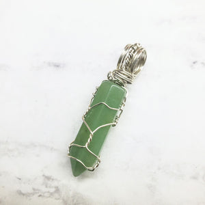 Alexa Martha Designs Women's Pendant Green-Aventurine Alexa Martha Designs Sterling Silver Messy Wire Wrap Gemstone Pointed Crystal Pendant