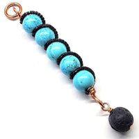 Alexa Martha Designs Women's Pendant Pendant Only Alexa Martha Designs Copper Spiral Turquoise Wand Pendant With Essential Oil Lava Rock Bead Charm