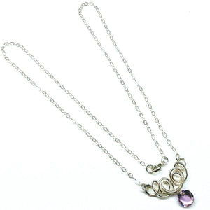 Alexa Martha Designs Women's Pendant Purple Alexa Martha Designs Silver Wire Sculpted Round Crystal Pendant Necklace