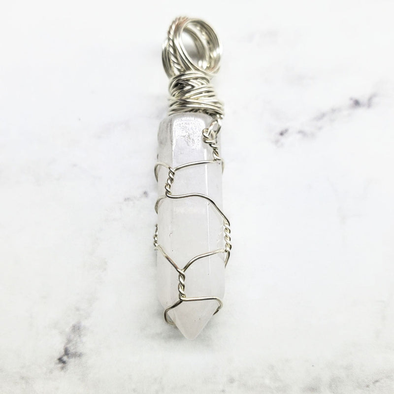 Alexa Martha Designs Women's Pendant White-Quartz Alexa Martha Designs Sterling Silver Messy Wire Wrap Gemstone Pointed Crystal Pendant