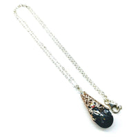 Rose Gold Filigree Wrap Crystal Black Diamond Pendant Necklace - Necklace - Alexa Martha Designs   