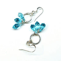 Sterling Silver Hammered Aqua Crystal Cascading Drop Earrings - Earrings - Alexa Martha Designs   
