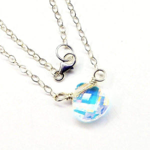Sterling Silver Wire Wrapped Crystal Briolette Drop Necklace - Necklace - Alexa Martha Designs   