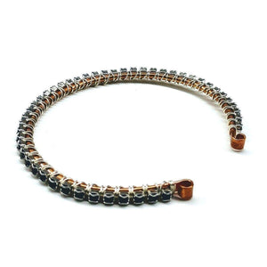 Wire Wrapped Copper Silver Black Crystal Rhinestone Bangle - Bangles /Bracelets - Alexa Martha Designs   